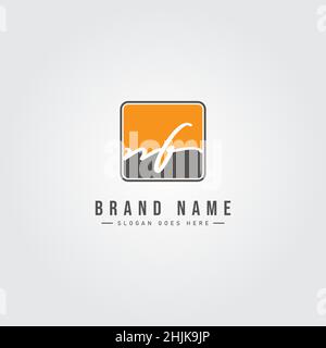 Initial Letter NF Logo - Handwritten Signature Logo - Simple Vector Logo in Signature Style for Initials Stock Vector