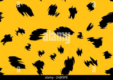 Cheetah fur abstract simple seamless pattern. Animal camouflage skin endless texture. Organic irregular dotty backdrop. Dalmatian, cow or jaguar black Stock Vector