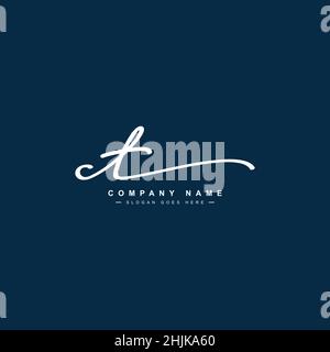 Initial Letter CT Logo - Handwritten Signature Logo - Simple Vector Logo in Signature Style for Initials Stock Vector