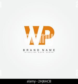 Simple Business Logo for Initial Letter WP - Alphabet Logo - Monogram Vector Logo Template for Business Name Initials Stock Vector