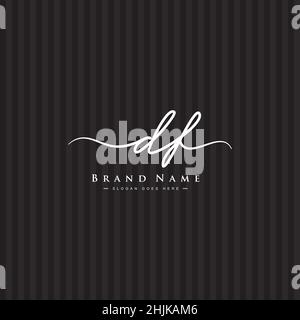 Initial Letter DF Logo - Handwritten Signature Style Logo - Simple Vector Logo in Signature Style for Initials Stock Vector