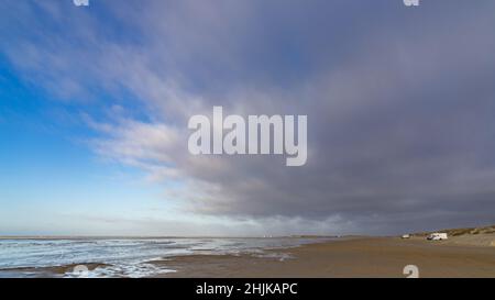 Travel Denmark: Bad weather coming in over a beach on Rømø island Stock Photo