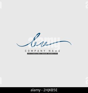 Initial Letter BV Logo - Handwritten Signature Style Logo - Simple Vector Logo in Signature Style for Initials Stock Vector