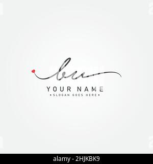 Initial Letter BU Logo - Handwritten Signature Style Logo - Simple Vector Logo in Signature Style for Initials Stock Vector