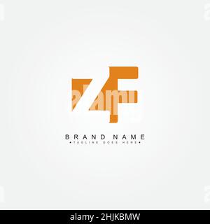 Simple Business Logo for Initial Letter ZF - Alphabet Logo - Monogram Vector Logo Template for Business Name Initials Stock Vector
