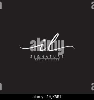 Initial Letter IL Logo - Hand Drawn Signature Logo - Simple Vector Logo in Signature Style for Initials Stock Vector