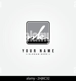 Initial Letter NK Logo - Handwritten Signature Style Logo - Simple Vector Logo in Signature Style for Initials Stock Vector