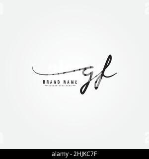 Initial Letter GF Logo - Hand Drawn Signature Logo - Simple Vector Logo in Signature Style for Initials Stock Vector