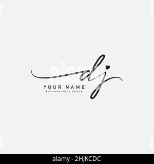 Initial Letter DJ Logo - Handwritten Signature Style Logo - Simple Vector Logo in Signature Style for Initials Stock Vector