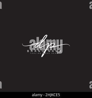 Initial Letter DP Logo - Handwritten Signature Logo - Simple Vector Logo in Signature Style for Initials Stock Vector