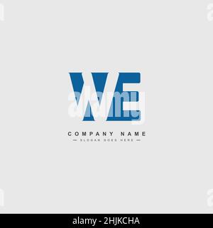 Initial Letter WE Logo - Simple Business Logo for Alphabet W and E - Monogram Vector Logo Template for Business Name Initials Stock Vector