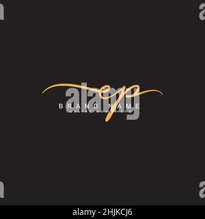 Initial Letter EP Logo - Handwritten Signature Logo - Simple Vector Logo in Signature Style for Initials Stock Vector