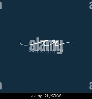 Initial Letter CR Logo - Handwritten Signature Logo - Simple Vector Logo in Signature Style for Initials Stock Vector