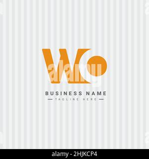 Simple Business Logo for Initial Letter WO - Alphabet Logo - Monogram Vector Logo Template for Business Name Initials Stock Vector