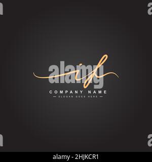 Initial Letter IF Logo - Hand Drawn Signature Logo - Simple Vector Logo in Signature Style for Initials Stock Vector