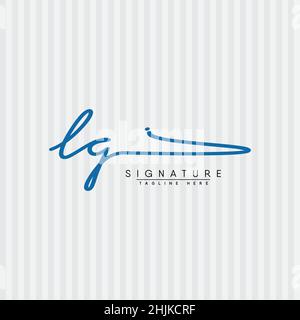 Initial Letter LG Logo - Handwritten Signature Style Logo - Simple Vector Logo in Signature Style for Initials Stock Vector