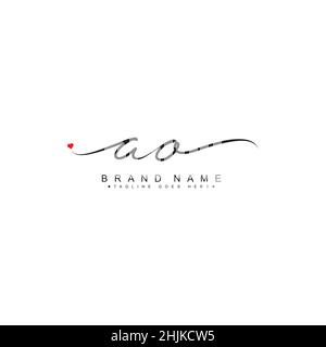 Initial Letter AO Logo - Hand Drawn Signature Style Logo - Simple Vector Logo in Signature Style for Initials Stock Vector