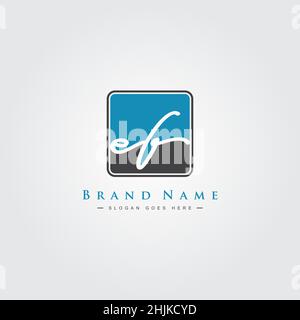 Initial Letter EF Logo - Hand Drawn Signature Style Logo - Simple Vector Logo in Signature Style for Initials Stock Vector