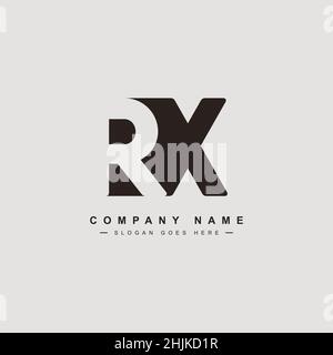 Initial Letter RX Logo - Minimal Business Logo for Alphabet R and X - Monogram Vector Logo Template for Business Name Initials Stock Vector