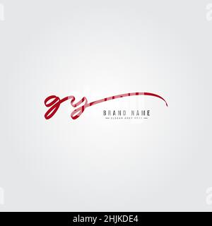 Initial Letter GY Logo - Handwritten Signature Logo - Simple Vector Logo in Signature Style for Initials Stock Vector
