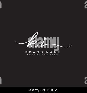 Initial Letter KI Logo - Handwritten Signature Style Logo - Simple Vector Logo in Signature Style for Initials Stock Vector
