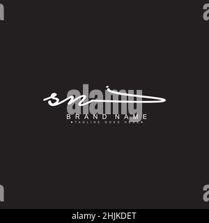 Initial Letter SN Logo - Handwritten Signature Logo - Simple Vector Logo in Signature Style for Initials Stock Vector