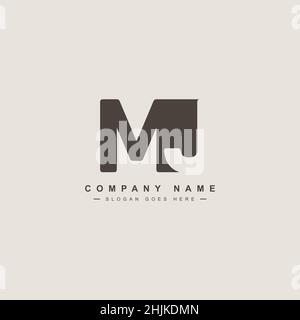 Initial Letter MJ Logo - Simple Business Logo for Alphabet M and J - Monogram Vector Logo Template for Business Name Initials Stock Vector