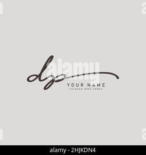 Initial Letter DP Logo - Hand Drawn Signature Logo - Simple Vector Logo in Signature Style for Initials Stock Vector