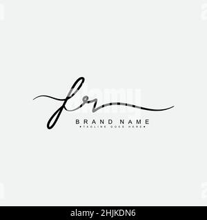 Initial Letter FR Logo - Handwritten Signature Style Logo - Simple Vector Logo in Signature Style for Initials Stock Vector