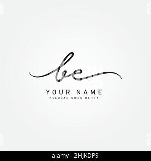 Initial Letter BE Logo - Handwritten Signature Logo - Simple Vector Logo in Signature Style for Initials Stock Vector