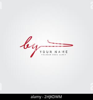 Initial Letter BY Logo - Hand Drawn Signature Logo - Simple Vector Logo in Signature Style for Initials Stock Vector
