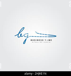 Initial Letter BG Logo - Handwritten Signature Logo - Simple Vector Logo in Signature Style for Initials Stock Vector