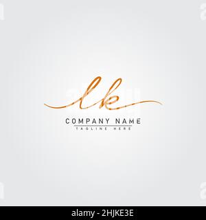 Initial Letter LK Logo - Handwritten Signature Style Logo - Simple Vector Logo in Signature Style for Initials Stock Vector