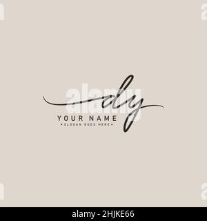 Initial Letter DY Logo - Hand Drawn Signature Style Logo - Simple Vector Logo in Signature Style for Initials Stock Vector