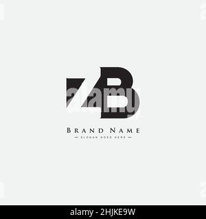 Initial Letter ZB Logo - Minimal Business Logo for Alphabet Z and B - Monogram Vector Logo Template for Business Name Initials Stock Vector