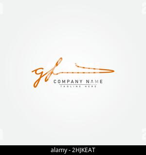 Initial Letter GF Logo - Hand Drawn Signature Logo - Simple Vector Logo in Signature Style for Initials Stock Vector
