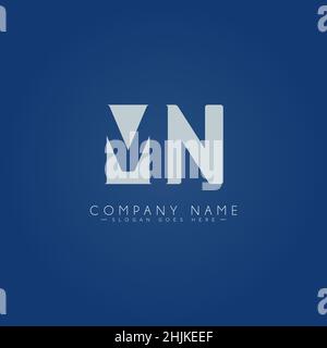 Initial Letter MN Logo - Minimal Business Logo for Alphabet M and N - Monogram Vector Logo Template for Business Name Initials Stock Vector