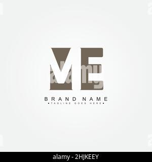 Simple Business Logo for Initial Letter ME - Alphabet Logo- Monogram Vector Logo Template for Business Name Initials Stock Vector