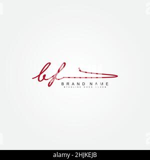 Initial Letter BF Logo - Handwritten Signature Style Logo - Simple Vector Logo in Signature Style for Initials Stock Vector