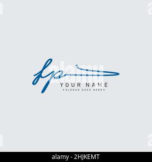 Initial Letter FP Logo - Handwritten Signature Style Logo - Simple Vector Logo in Signature Style for Initials Stock Vector