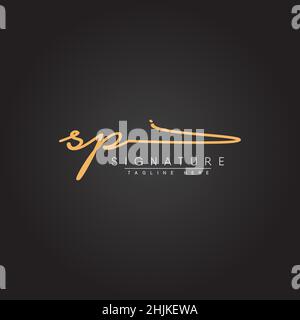 Initial Letter SP Logo - Hand Drawn Signature Logo - Simple Vector Logo in Signature Style for Initials Stock Vector