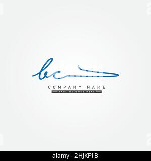 Initial Letter BC Logo - Handwritten Signature Logo - Simple Vector Logo in Signature Style for Initials Stock Vector