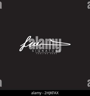Initial Letter FW Logo - Hand Drawn Signature Logo - Simple Vector Logo in Signature Style for Initials Stock Vector