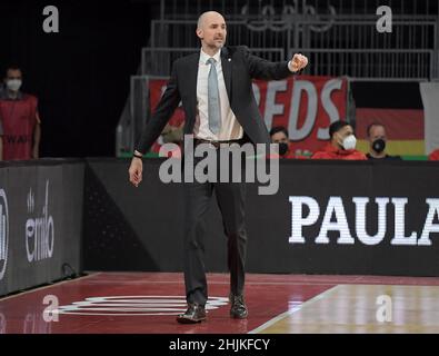 Muenchen, Deutschland (DE), 30 January, 2022. Pictured left to right, Assistant Coach Slaven Rimac (FC Bayern Basketball) at the Basketball BBL Bundesliga, FC Bayern Muenchen Basketball - medi Bayreuth. Credit: Eduard Martin/Alamy Live News Stock Photo