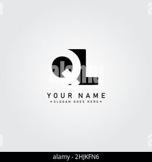 Initial Letter QL Logo - Minimal Business Logo for Alphabet Q and L - Monogram Vector Logo Template for Business Name Initials Stock Vector