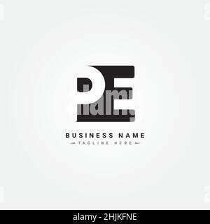 Initial Letter PE Logo - Simple Business Logo for Alphabet P and E - Monogram Vector Logo Template for Business Name Initials Stock Vector