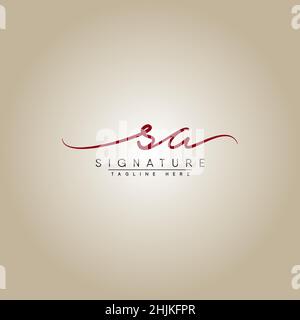Initial Letter SA Logo - Hand Drawn Signature Logo - Simple Vector Logo in Signature Style for Initials Stock Vector