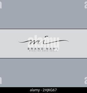 Initial Letter MI Logo - Hand Drawn Signature Style Logo - Simple Vector Logo in Signature Style for Initials Stock Vector