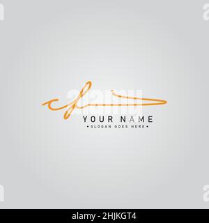 Initial Letter CF Logo - Handwritten Signature Logo - Simple Vector Logo in Signature Style for Initials Stock Vector