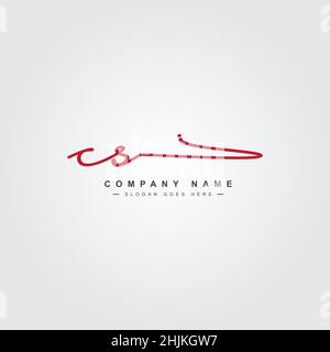 Initial Letter CS Logo - Hand Drawn Signature Logo - Simple Vector Logo in Signature Style for Initials Stock Vector